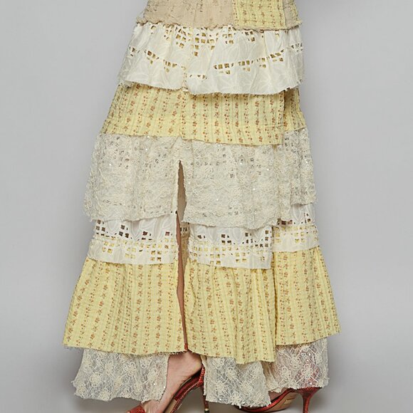 LAST ONE - POL Cream Mix Multi Tiered Lace Detail Maxi Skirt - NWT - Picture 7 of 7